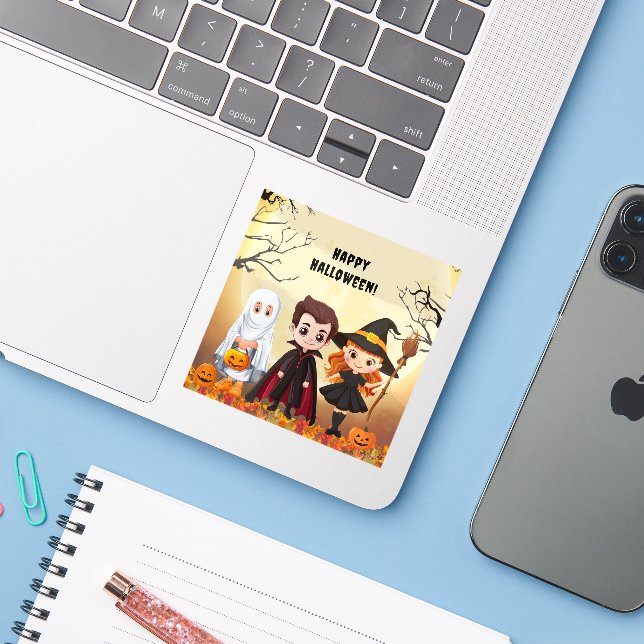 Adesivo Festa Infantil de Halloween Spooktacular (Notebook com iPhone)