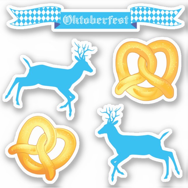 Adesivo Festival de cerveja OKTOBERFEST Pretzel Deer Ribbo (Frente)