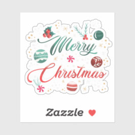 Adesivo Festive Merry Christmas Typography with Ornaments