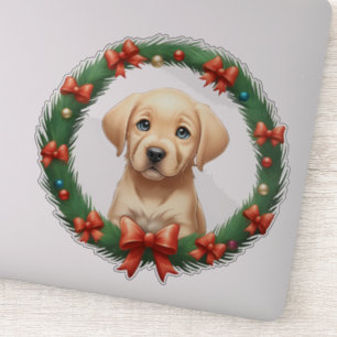 Adesivo Festivo Bela Festa de Natal Labrador Pup