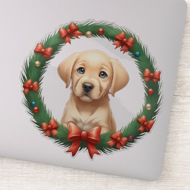 Adesivo Festivo Bela Festa de Natal Labrador Pup (Detalhe)