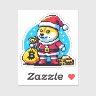 Adesivo Festivo Cripto Cão Engraçado Pixel Art Holiday Des