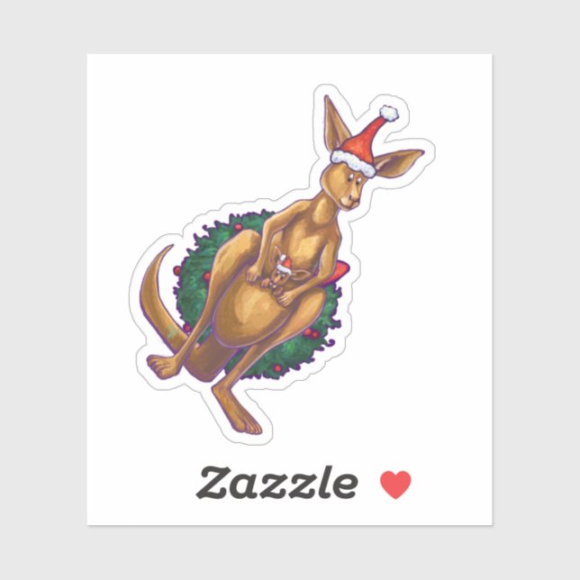 Adesivo Festivo Kangaroo Natal (Folha)