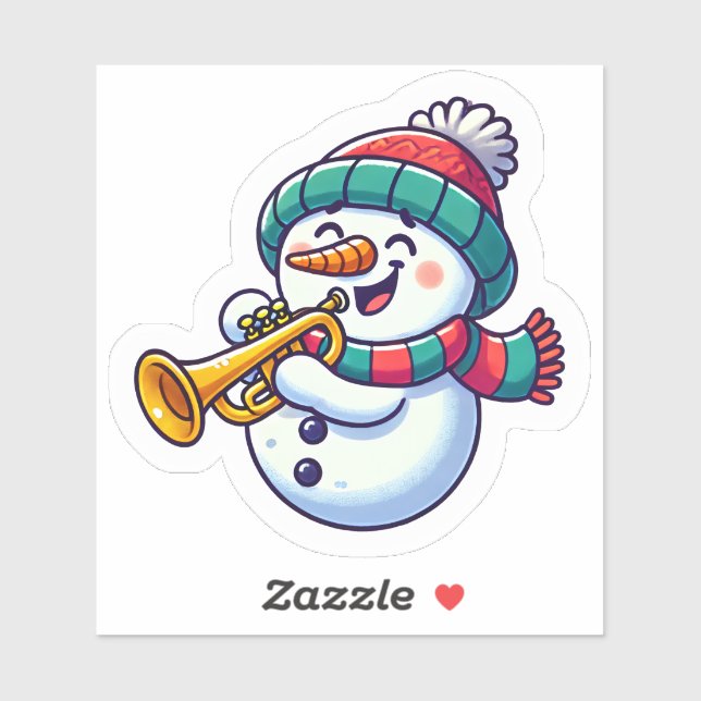Adesivo Festivo Snowman Trumpeting Cheerly (Folha)