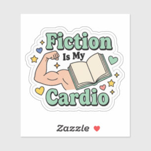 Adesivo Ficção é meu cardio - amante de livros lendo