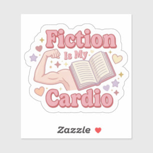 Adesivo Ficção é meu cardio - rato de biblioteca lendo