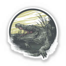 Adesivo Fierce Alligator Swamp Illustration Art