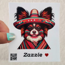 Fiesta Papillon Dog Vestindo Sombrero e Sarape