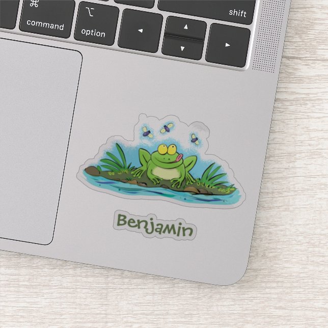 Adesivo Figura de desenho animado de sapo verde-esfomeado (Detalhe)