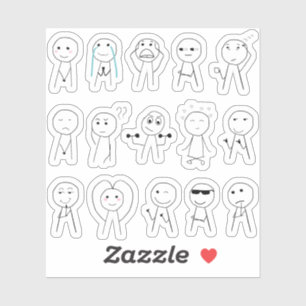 Adesivo Figuras desenhadas à mão - Reações engraçadas do S