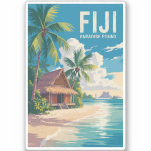 Adesivo Fiji Beach Hut Viagem Art Vintage