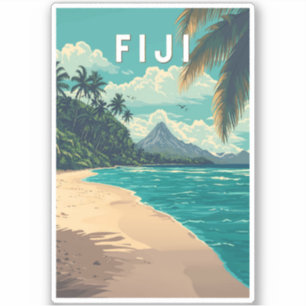 Adesivo Fiji Illustration Viagem Art Vintage