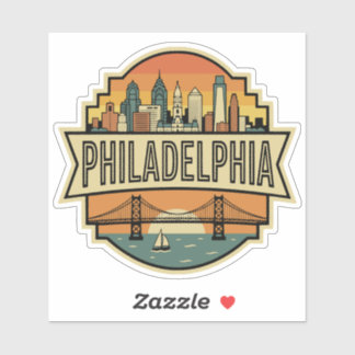 Adesivo Filadélfia Pennsylvania Silhueta Urbana Viagem Ret
