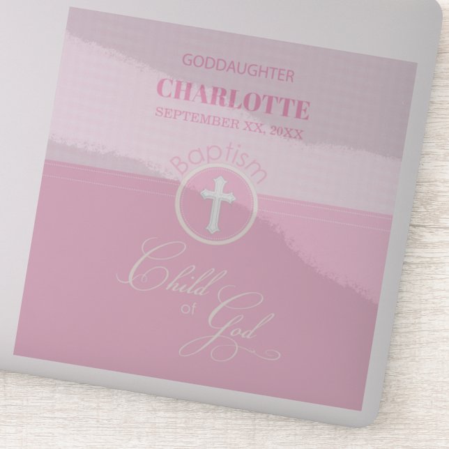 Adesivo Filha de Deus Personalizada do Batismo Rosa Crianç (Detalhe)
