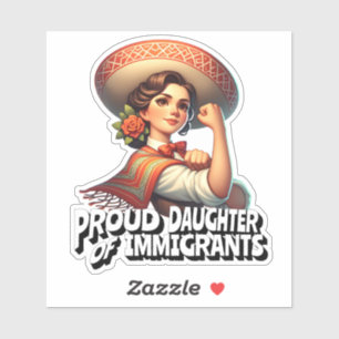 Adesivo Filha Orgulhosa de Imigrantes Retro Rosa