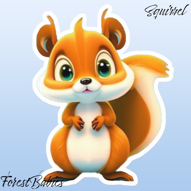 Adesivo Filhos Cachorros Esquilo Madeira Cartoon Animal (🐿 Squirrel ForestBabies Sticker)