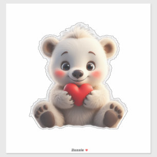 Adesivo Filhote Adorável de Urso Polar Branco Segurando um