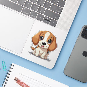 Adesivo Filhote de Beagle Brincalhão – Estilo Pastel Fofo
