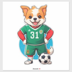 Adesivo Filhote de Desenho Animado Fofo Jogador de Futebol