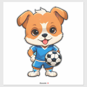 Adesivo Filhote de Desenho Animado Fofo Jogador de Futebol