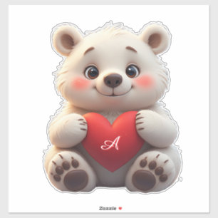 Adesivo Filhote de Urso Polar Branco Adorável Segurando um