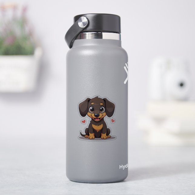 Adesivo Filhote feliz de Dachshund – Arte Chibi (HidroFlask)