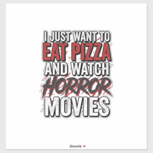 Adesivo Filmes de Terror de Pizza Tipografia Vintage de Ha