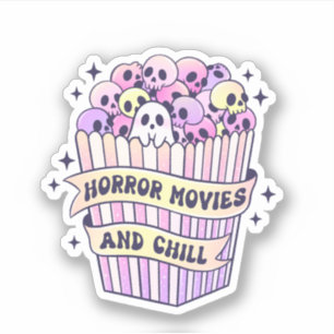 Adesivo Filmes de terror do Gótico de Pastel e crânios de