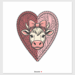Adesivo Fio de Coração de Vaca Fofo Desenho de Gravura Vin