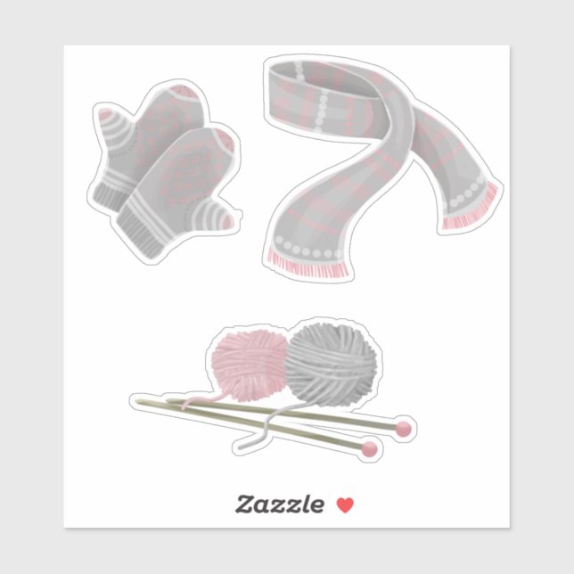 Adesivo Fios de cachecol Mittens para tricô agulhas (Folha)