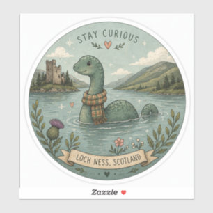 Adesivo Fique Curioso Aconchegante Críptido Nessie Monstro
