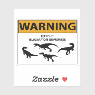 Adesivo Fique Fora! Sinal de Velociraptor