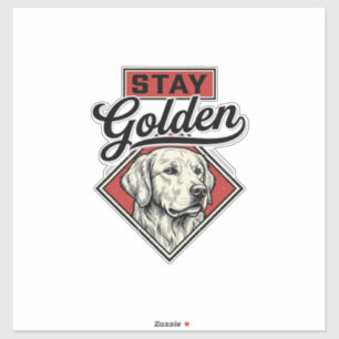 Adesivo Fique Golden Retriever Design Vetorial de Cão Vint
