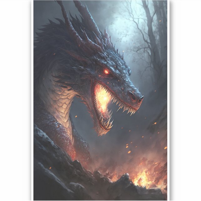 Adesivo Fire Dragon Fantasy Art Sticker (Frente)