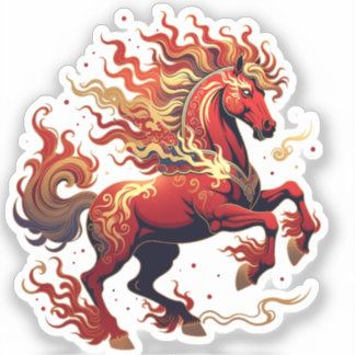Adesivo Fire Horse 2026 – Red Zodiac Stallion Sticker