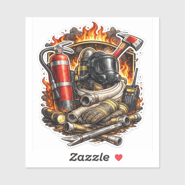 Adesivo Firefighter Tools Sticker, Fire Rescue Gear Decal, (Folha)