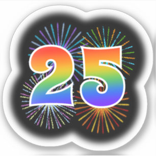Adesivo Fireworks divertido + Rainbow Pattern "25" Event #