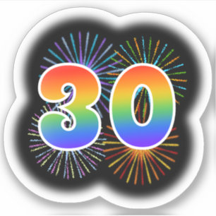 Adesivo Fireworks divertido + Rainbow Pattern "30" Event #