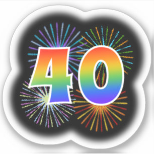 Adesivo Fireworks divertido + Rainbow Pattern "40" Event #