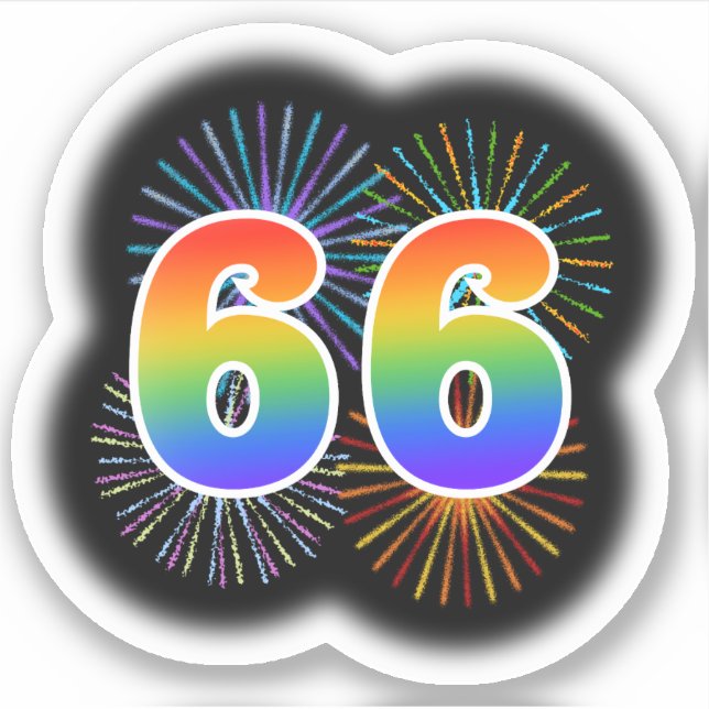 Adesivo Fireworks divertido + Rainbow Pattern "66" Event # (Frente)