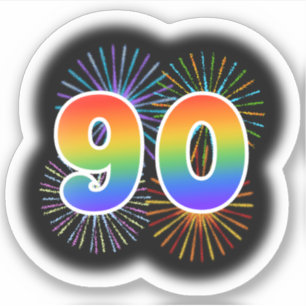 Adesivo Fireworks divertido + Rainbow Pattern "90" Event #