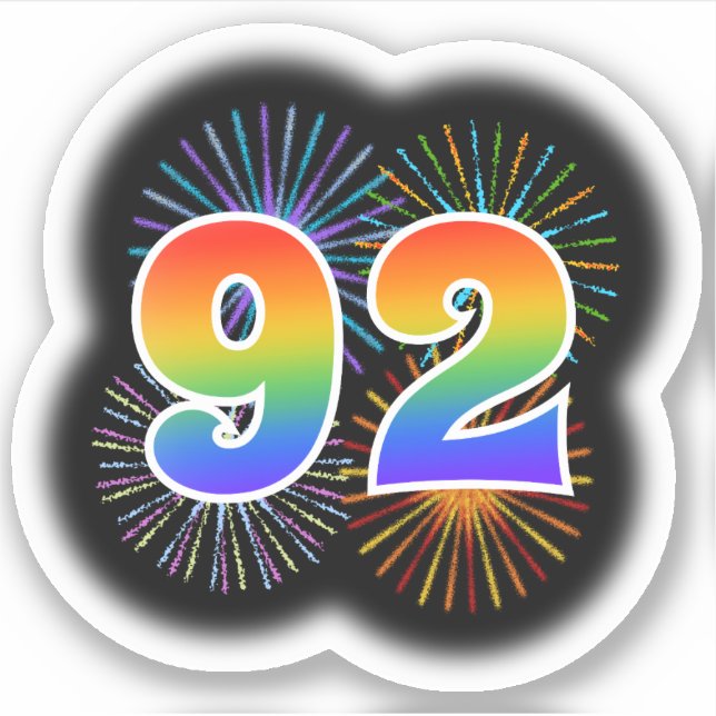 Adesivo Fireworks divertido + Rainbow Pattern "92" Event # (Frente)