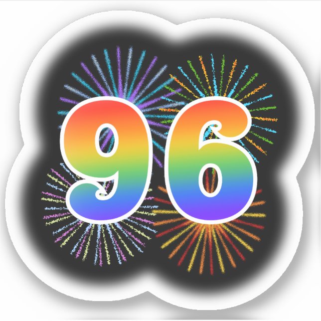 Adesivo Fireworks divertido + Rainbow Pattern "96" Event # (Frente)