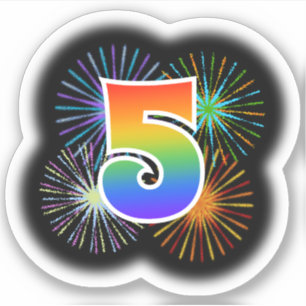 Adesivo Fireworks divertido + Rainbow Patterno "5" Event #