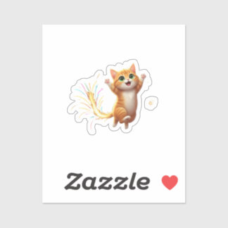Adesivo Fireworks Tail Cat Jumping Feline New Year Sparkle