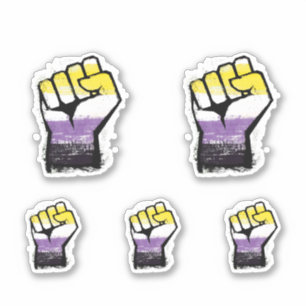 Adesivo Fist de Protesto de Orgulho Não-Binário