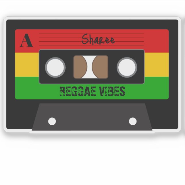 Adesivo fita cassete reggae Music Retro Rasta (Frente)