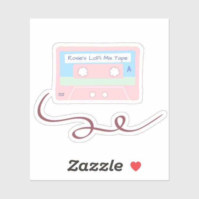 Adesivo Fita de cassete de pasta flexível com vinheta retr (Folha)