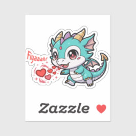 Adesivo Fiyaaah Cute Baby Dragon Chibi Anime Kawaii Heart