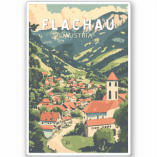 Adesivo Flachau Austria Illustração Viagem Art Vintage